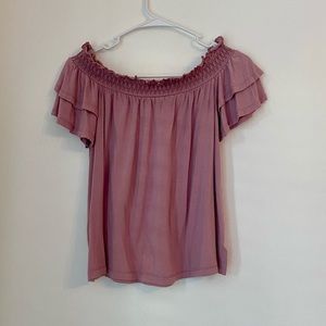 American Eagle Off the Shoulder Flowy Pink Top